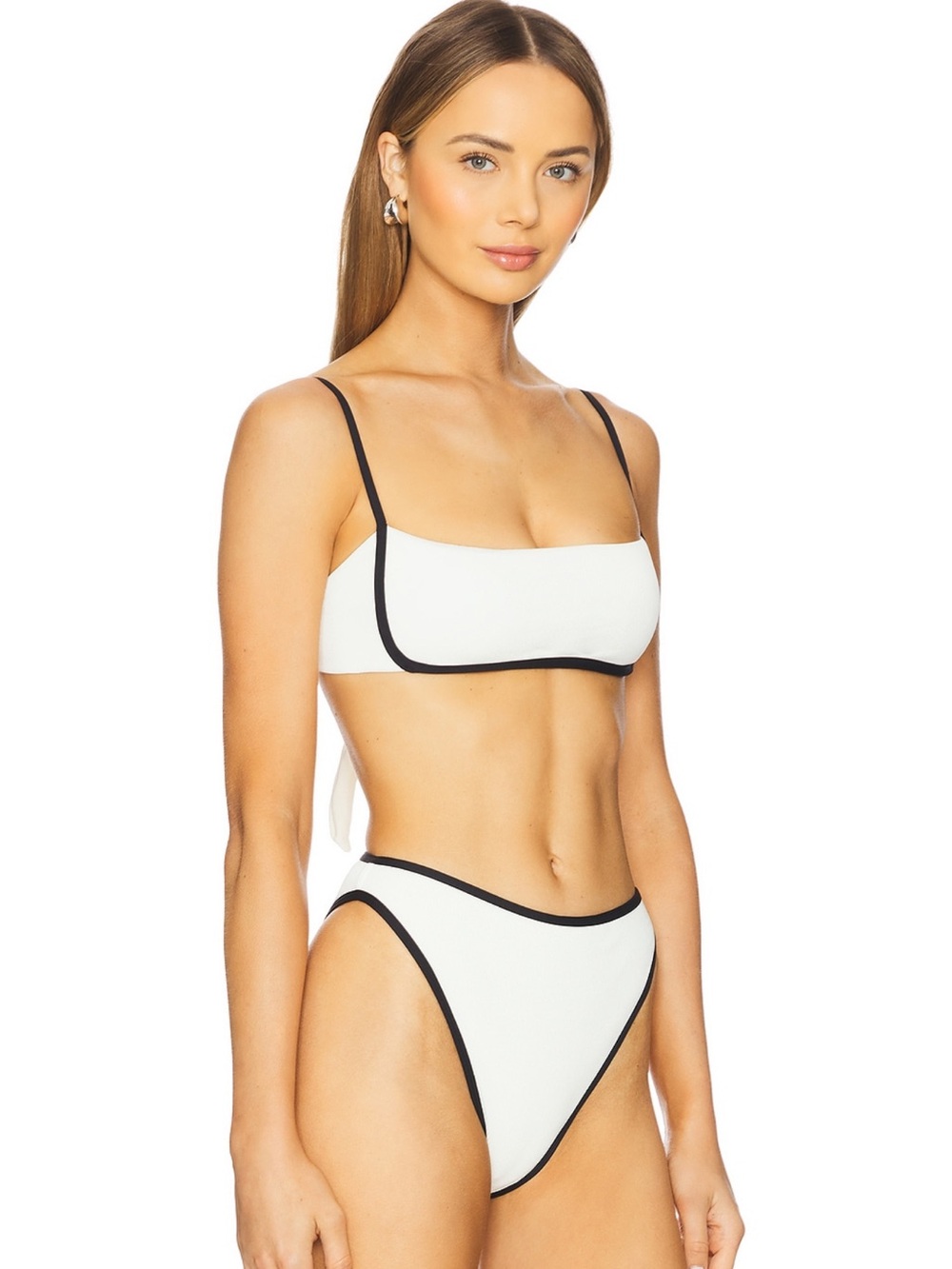 l*space White Bikini Top with Black Contrast Trim